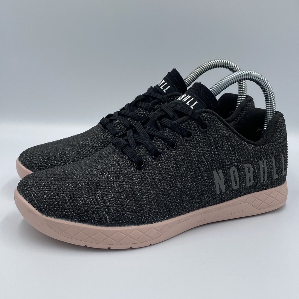 NOBULL Outwork Trainer Women's 7 Black Heather Dusty Rose Cross Training Shoes